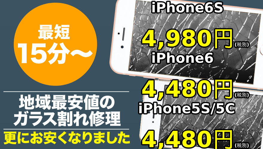 iPhoneの故障で一番多いのが、液晶パネルの表面にあるガラス部分が割れてしまう症状です。ガラス部分の割れのみなら使用できることも多いのですが、放っておくと損傷が内部まで進み、タッチパネルや液晶まで故障してしまう場合もあります。機種によって料金が異なりますが、ガラスパネルの交換修理のみなら低価格で修理することができるため、誤ってヒビが入ってしまったという方はお早めにご連絡ください。